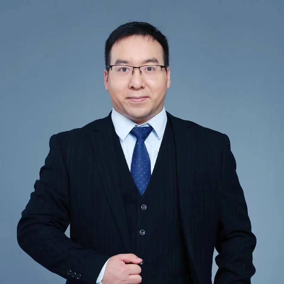 五十岁左右男性高管头像，穿深色西装，表情严肃专业，背景简洁